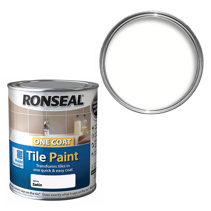 Ronseal One Coat Tile Paint 750ml - White Satin Large Image