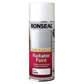 Ronseal Quick Dry Radiator Spray Paint 400ml - White Satin Medium Image
