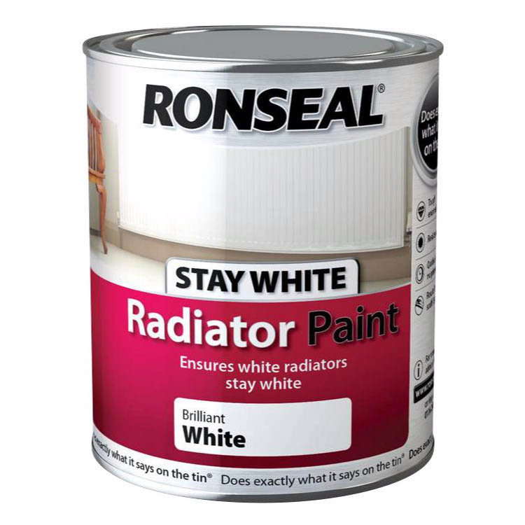 Ronseal Stay White Radiator Paint 250ml - White Satin  Profile Large Image