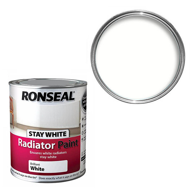 Ronseal Stay White Radiator Paint 250ml - White Satin Large Image