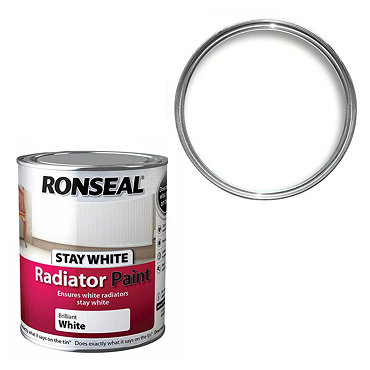 Ronseal Stay White Radiator Paint 250ml - White Satin  Profile Large Image