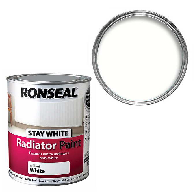Ronseal Stay White Radiator Paint 750ml - White Satin Large Image