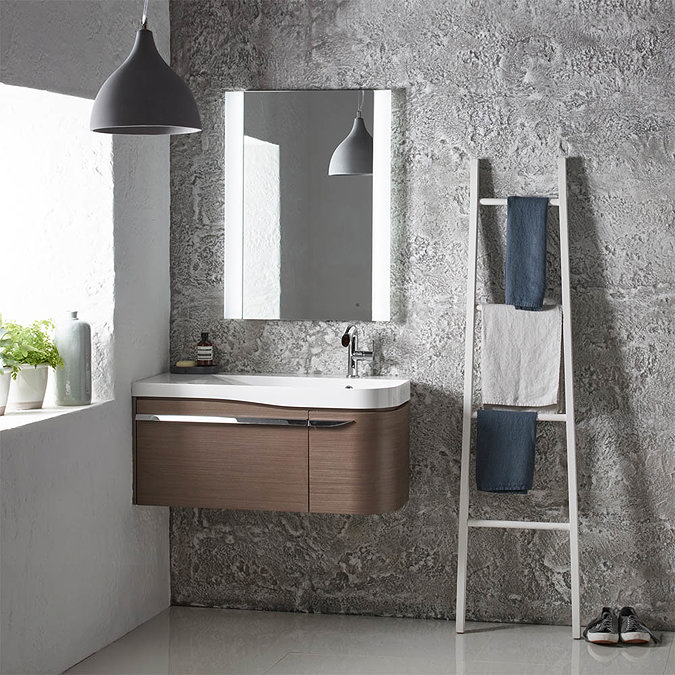 Roper Rhodes Cirrus 900mm Wall Mounted Unit & Basin - Fineline Gray - Right Hand Feature Large Imag