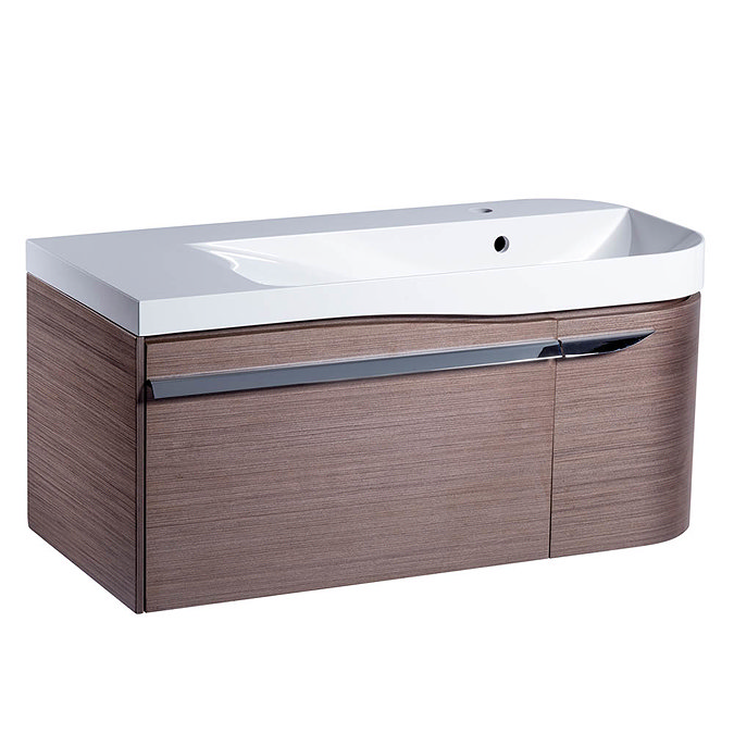 Roper Rhodes Cirrus 900mm Wall Mounted Unit & Basin - Fineline Gray - Right Hand Large Image