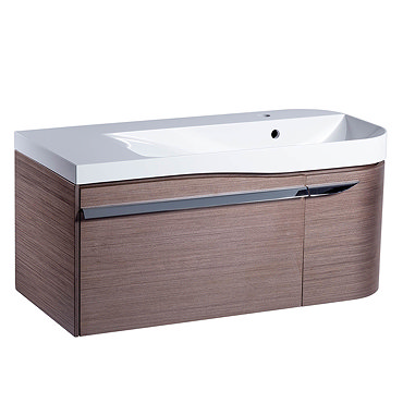 Roper Rhodes Cirrus 900mm Wall Mounted Unit & Basin - Fineline Gray - Right Hand  Profile Large Imag