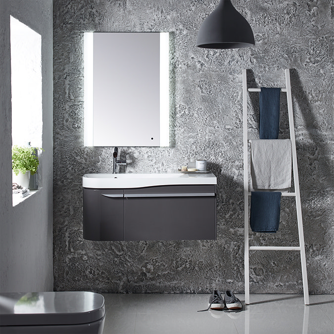 Roper Rhodes Cirrus 900mm Wall Mounted Unit & Basin - Gloss Clay - Left Hand  Feature Large Image