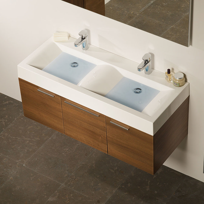 Roper Rhodes Envy 1200mm Double Wall Mounted Unit - Walnut In Bathroom Large Image