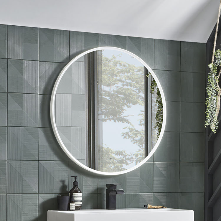 Large round bathroom mirror with deals lights