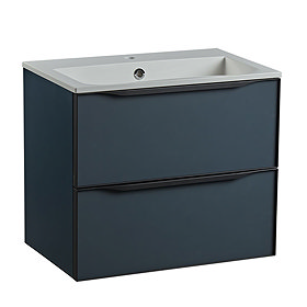 Roper Rhodes Frame 600mm Wall Mounted Vanity Unit & Isocast Basin - Derwent Blue Large Image