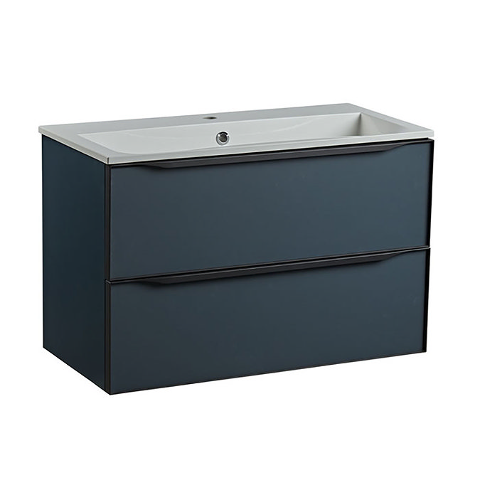 Roper Rhodes Frame 800mm Wall Mounted Vanity Unit & Isocast Basin - Derwent Blue Large Image