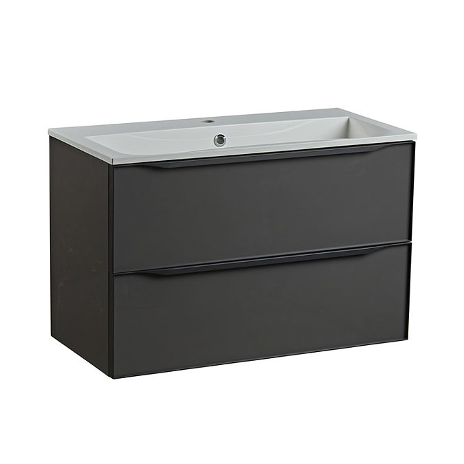 Roper Rhodes Frame 800mm Wall Mounted Vanity Unit & Isocast Basin - Gloss Dark Clay  Feature Large I