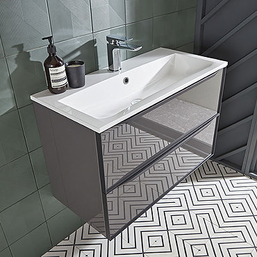Roper Rhodes Frame 800mm Wall Mounted Vanity Unit & Isocast Basin - Gloss Dark Clay  Profile Large I