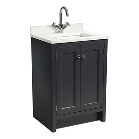 Roper Rhodes Hampton 600mm Underslung Basin Unit with Worktop & Basin - Slate Grey Large Image