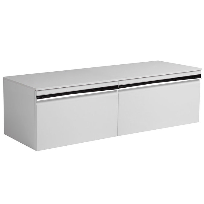 Roper Rhodes Pursuit 1200mm Wall Mounted Unit with Solid Surface Worktop - Gloss White Large Image