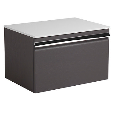 Roper Rhodes Pursuit 600mm Wall Mounted Unit with Solid Surface Worktop - Charcoal Elm Profile Large