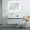 Roper Rhodes Pursuit 900mm Wall Mounted Unit with Solid Surface Worktop - Gloss Light Grey Feature