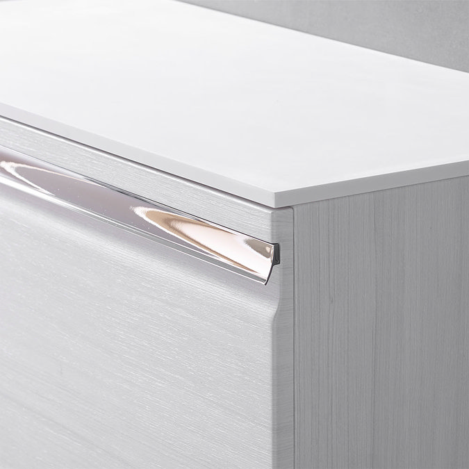 Roper Rhodes Pursuit 900mm Wall Mounted Unit with Solid Surface Worktop - Gloss Light Grey Profile