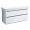 Roper Rhodes Scheme 1000mm Wall Mounted Double Drawer Unit with Ceramic Basin - Gloss Light Grey