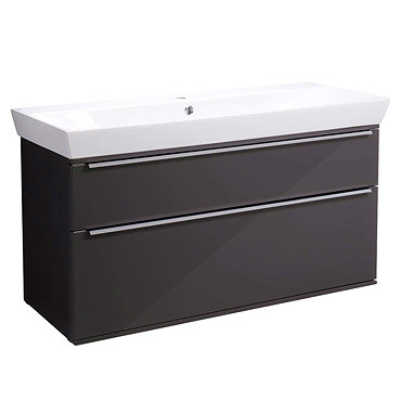 Roper Rhodes Scheme 1000mm Wall Mounted Double Drawer Unit with Ceramic Basin - Gloss Dark Clay  Pro