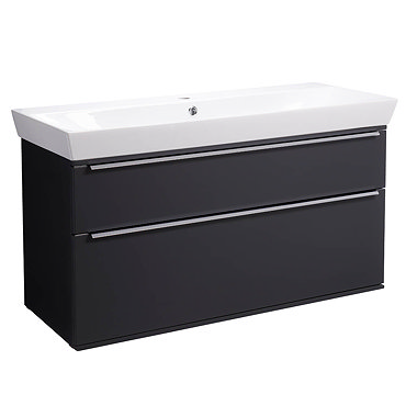 Roper Rhodes Scheme 1000mm Wall Mounted Double Drawer Unit with Ceramic Basin - Matt Carbon  Profile