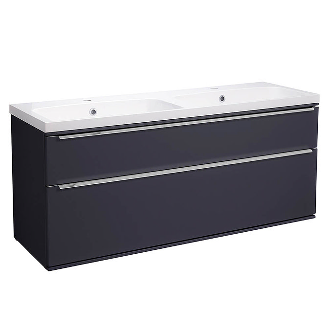 Roper Rhodes Scheme 1200 Double Drawer Vanity Unit with Lighting Kit + Double Basin - Matt Carbon La
