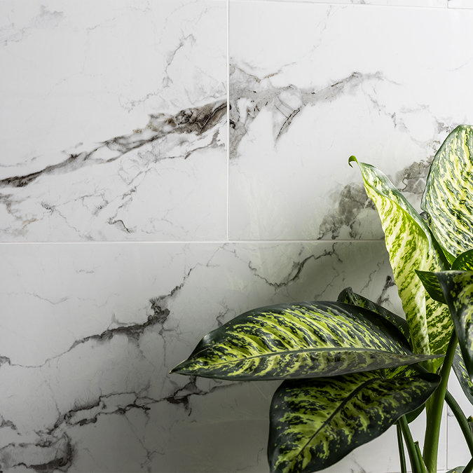 Rosario White Marble Effect Wall & Floor Tiles - 300 x 600mm