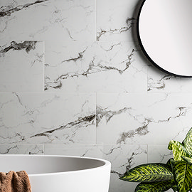 Rosario White Marble Effect Wall & Floor Tiles - 300 x 600mm