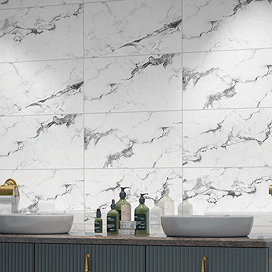 Rosario White Marble Effect Wall & Floor Tiles - 300 x 600mm