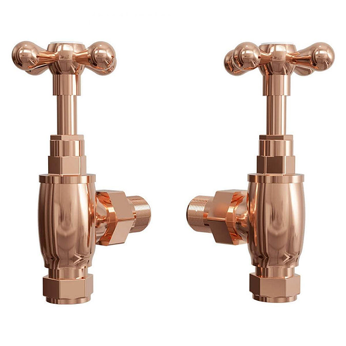 Rose Gold Angled Traditional Radiator Valves Profile Large Image