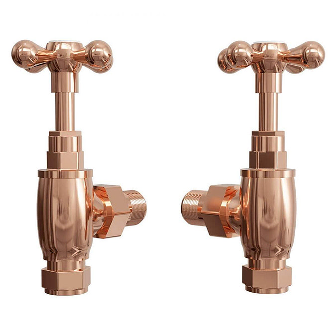 Rose Gold Angled Traditional Radiator Valves  Profile Large Image