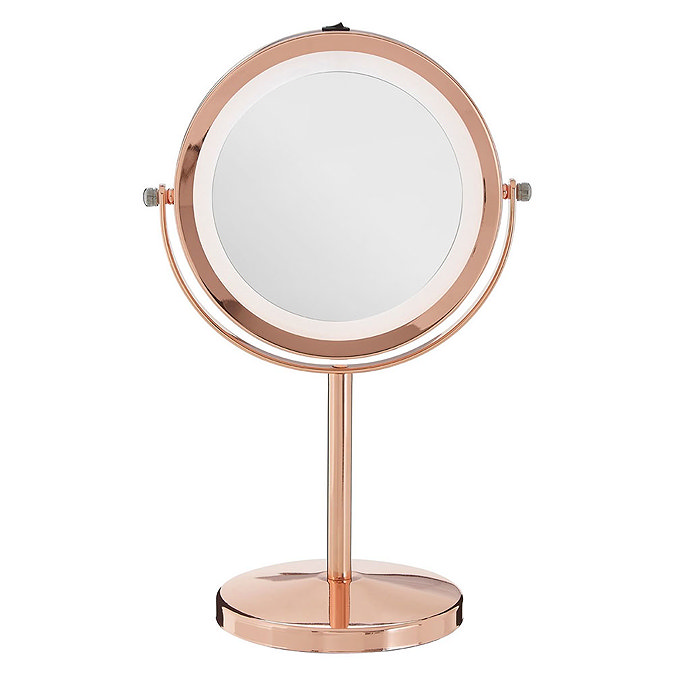 Rose Gold LED Illuminated Free Standing Cosmetic Mirror Profile Large Image