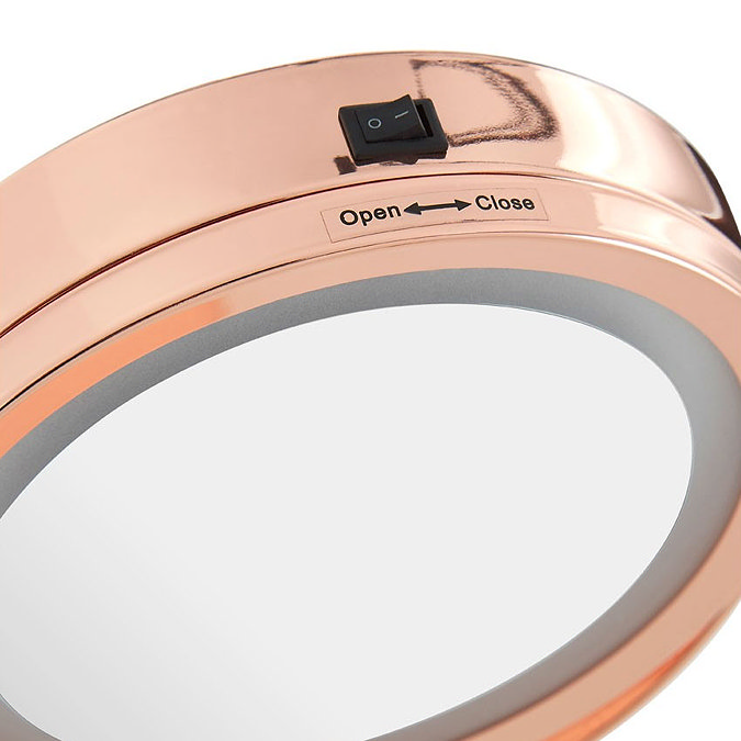 Rose Gold LED Illuminated Free Standing Cosmetic Mirror Feature Large Image