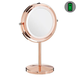 Rose Gold LED Illuminated Free Standing Cosmetic Mirror Medium Image