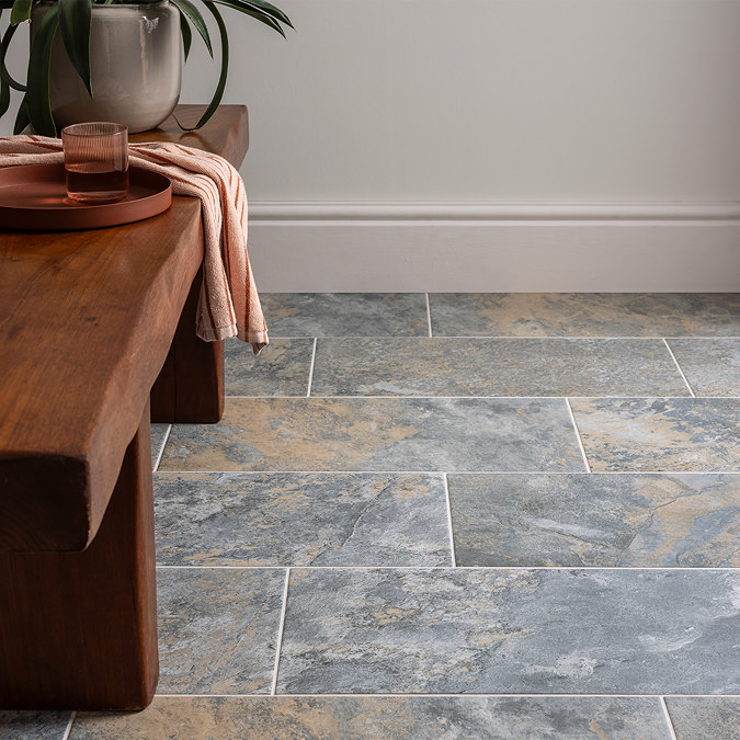 Rotella Blue Stone Effect Wall and Floor Tiles - 300 x 600mm
