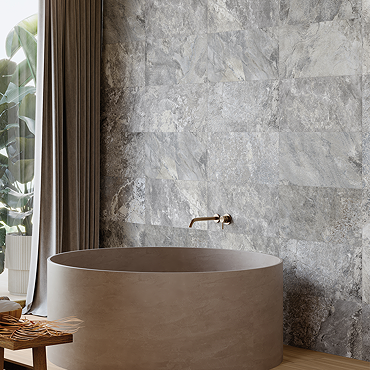 Rotella Grey Stone Effect Wall and Floor Tiles - 300 x 600mm