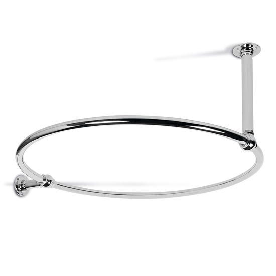 Round Double Support Curtain Rail - Chrome - ROSR2 Large Image