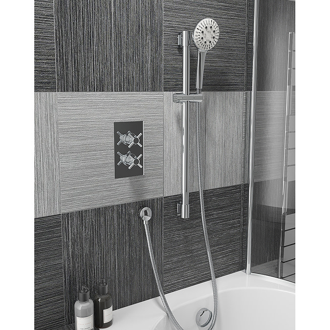 Round Slide Rail Kit with Flat White Shower Head - Chrome  Profile Large Image