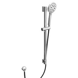 Round Slide Rail Kit with Flat White Shower Head - Chrome Large Image