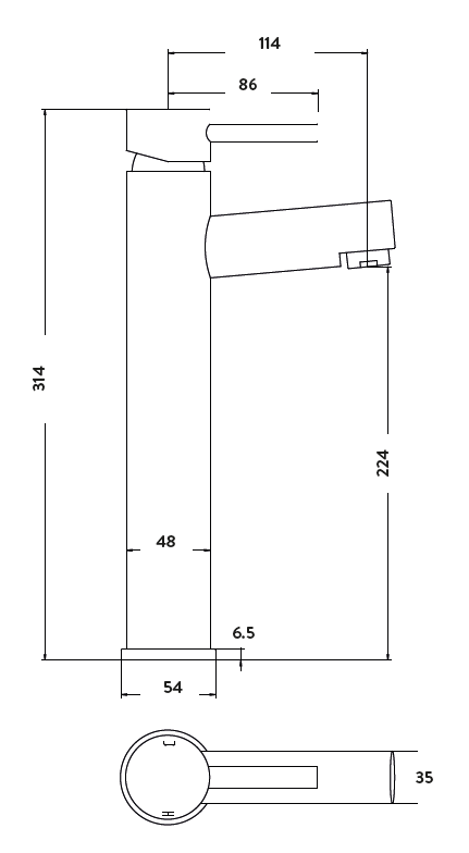 Round Tall Basin Mixer Tap Chrome
