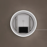 Back image of the Roxbury Illuminated Round Mirror showing the wall mounts and electrical components.