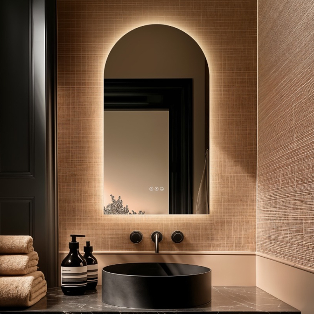 Roxbury Arched 500 x 900mm Backlit LED Mirror with Demister Pad