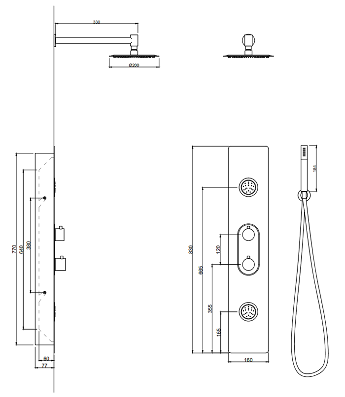 Roxbury Concealed Shower Tower Panel Brushed Brass