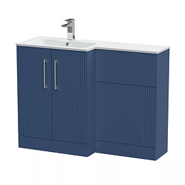 Roxbury Deco Fluted 1100 Blue Bathroom Combination Suite Unit with White Stone Basin