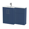 Roxbury Deco Fluted 1100 Blue Bathroom Combination Suite Unit with White Stone Basin