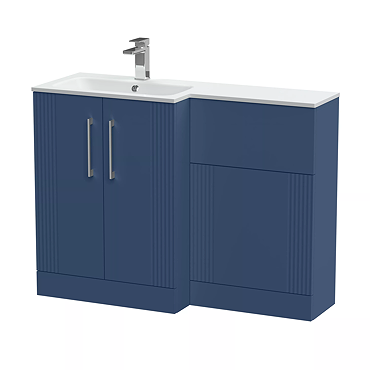Roxbury Deco Fluted 1100 Blue Bathroom Combination Suite Unit with White Stone Basin