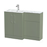 Roxbury Deco Fluted 1100 Green Bathroom Combination Suite Unit with Carrera Marble Basin