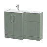 Roxbury Deco Fluted 1100 Green Bathroom Combination Suite Unit with Carrera Marble Basin
