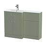 Roxbury Deco Fluted 1100 Green Bathroom Combination Suite Unit with White Stone Basin