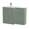 Roxbury Deco Fluted 1100 Green Bathroom Combination Suite Unit with White Stone Basin
