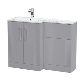 Roxbury Deco Fluted 1100 Grey Bathroom Combination Suite Unit with Carrera Marble Basin